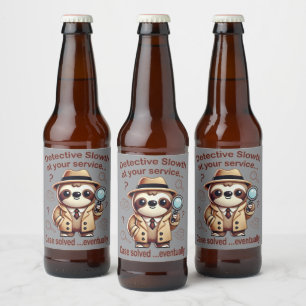 "Detective Sloth" Sloth Private Eye Beer Bottle Label