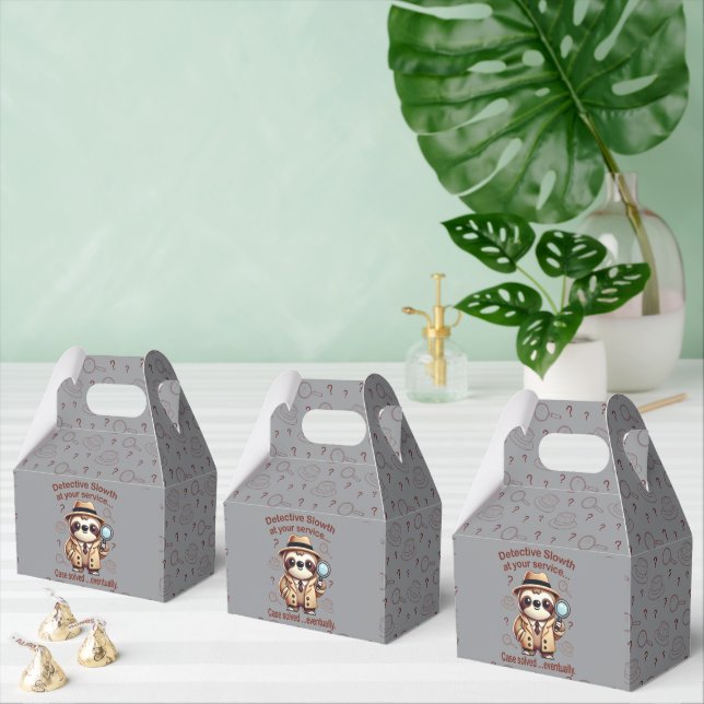 "Detective Sloth" Sloth Private Eye Favor Box (Multiple)