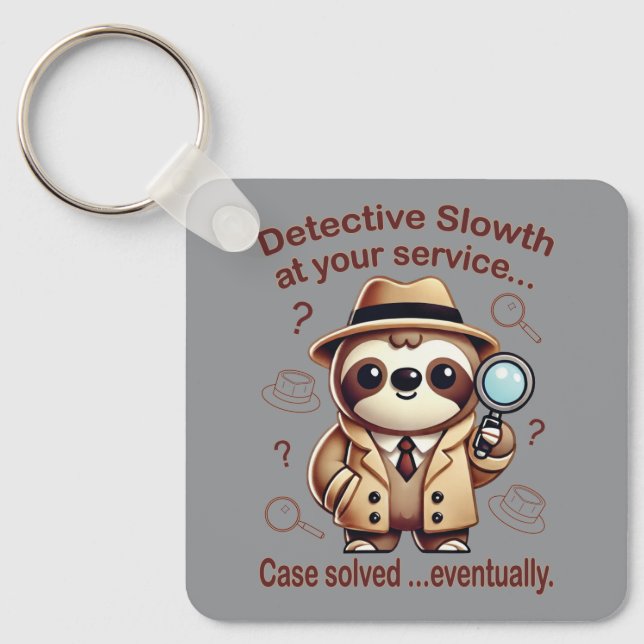 "Detective Sloth" Sloth Private Eye Keychain (Front)