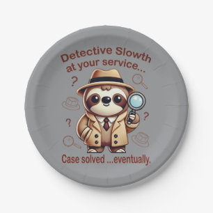 "Detective Sloth" Sloth Private Eye Paper Plate