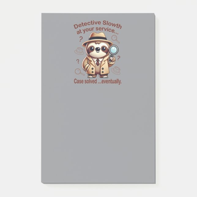 "Detective Sloth" Sloth Private Eye Post-it Notes (Front)