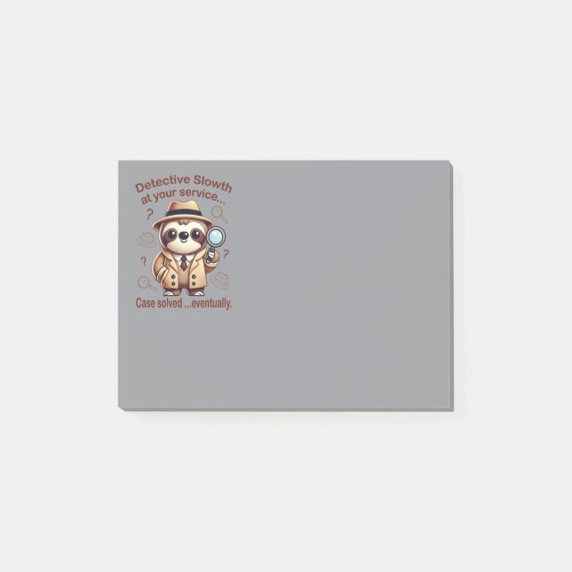 "Detective Sloth" Sloth Private Eye Post-it Notes (Front)