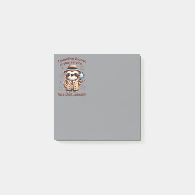 "Detective Sloth" Sloth Private Eye Post-it Notes (Front)