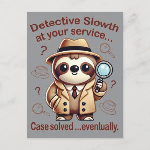 "Detective Sloth" Sloth Private Eye Postcard