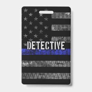 Detective Thin Blue Line Distressed Flag Badge