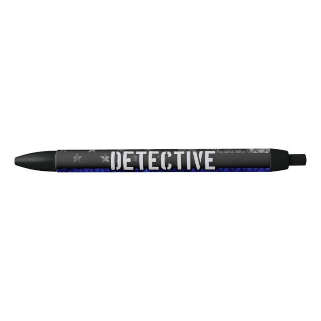 Detective Thin Blue Line Distressed Flag Black Ink Pen (Front)