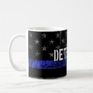 Detective Thin Blue Line Distressed Flag Coffee Mug