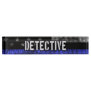 Detective Thin Blue Line Distressed Flag Nameplate