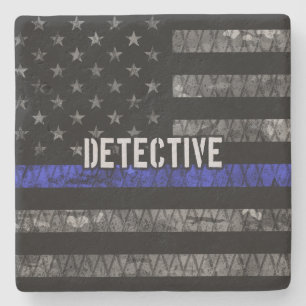 Detective Thin Blue Line Distressed Flag Stone Coaster