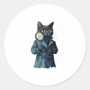 Detective Whiskers � Funny Cat Mystery Novel Classic Round Sticker