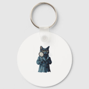Detective Whiskers � Funny Cat Mystery Novel Keychain