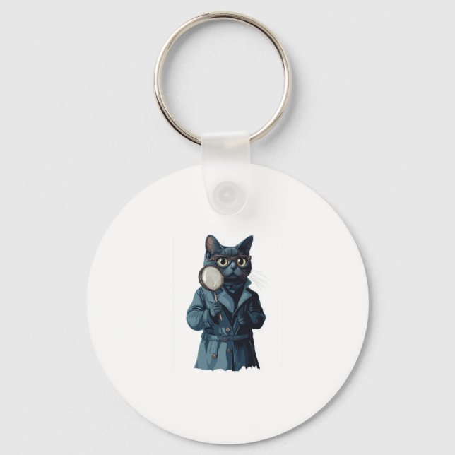 Detective Whiskers � Funny Cat Mystery Novel Keychain (Front)
