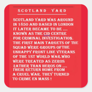 DETECTIVES COPS ROBBERS HISTORY SQUARE STICKER