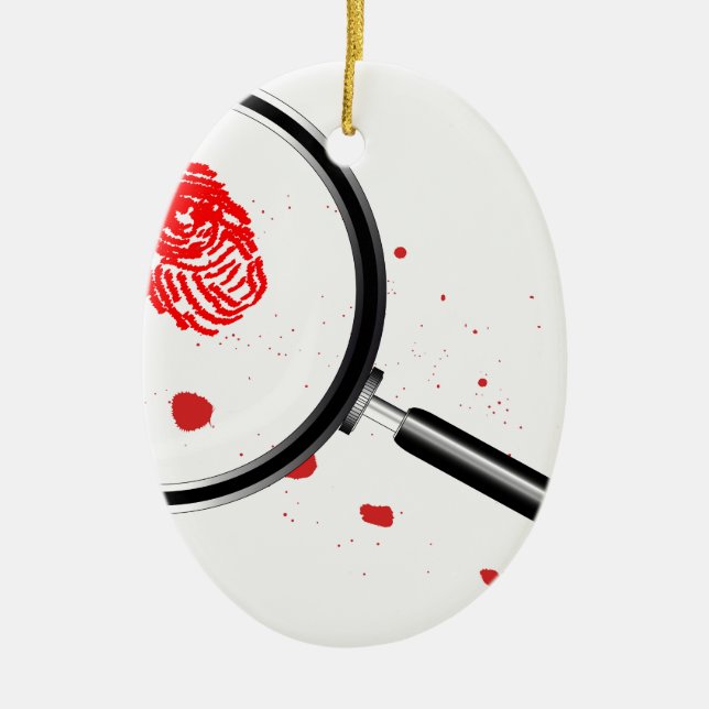 Detectives Magnifying Glass Ceramic Ornament (Front)