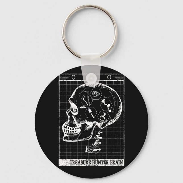 Detectorist Brain Scan Metal Detector Treasure Keychain (Front)