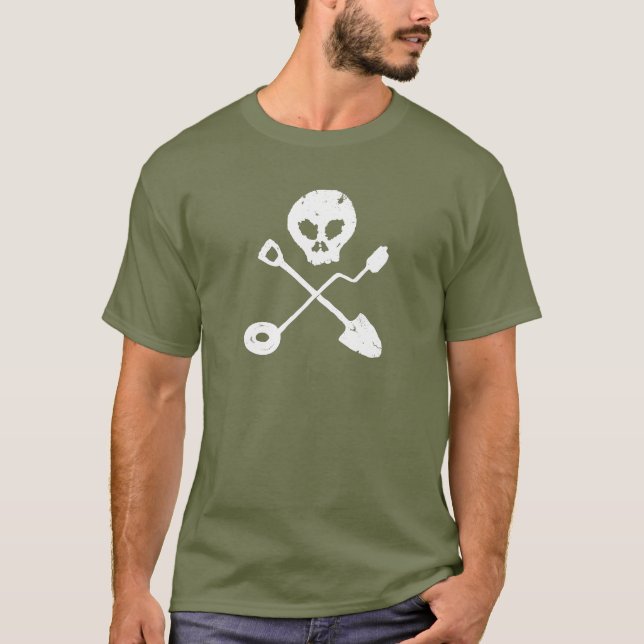 Detectorist Skull - probe skull T-Shirt (Front)