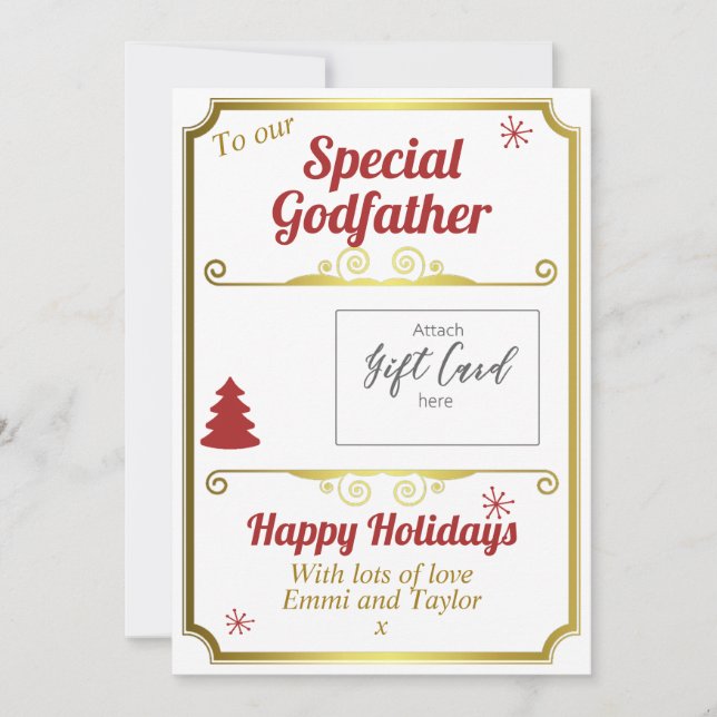Détenteur de la carte cadeau de Noël de parrain (Devant)