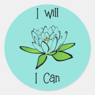 Determination Lotus Flower I will I Can Classic Round Sticker