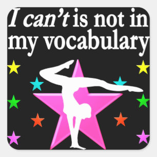 DETERMINED GYMNASTICS QUOTE DESIGN SQUARE STICKER