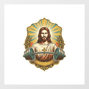Determined Jesus Heavy Iron Barbell Powerlifting G Window Cling