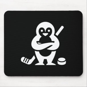 Determined Penguin Hockey Silhouette Design Mouse Pad