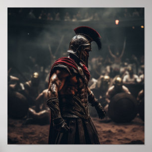 Determined Secutor Gladiator Poster - Battle-Worn 