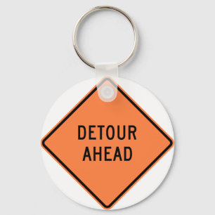 Detour Construction Highway SIgn Keychain