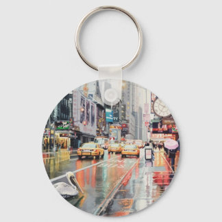 "Detour" Pelican in New York Watercolor Keychain