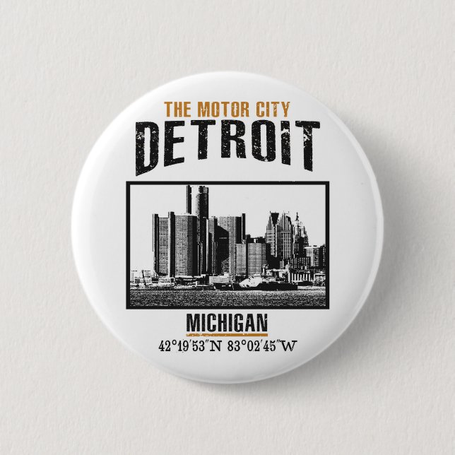 Detroit 2 Inch Round Button (Front)