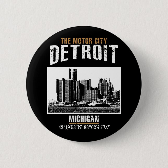 Detroit 2 Inch Round Button (Front)