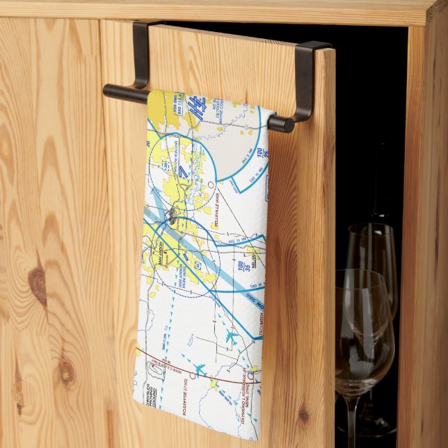 Detroit Airport Flyway Chart Kitchen Towel (Thirds Fold)