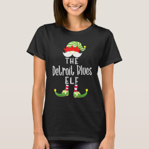 Detroit Blues Elf Group Christmas Pajama Party T-Shirt