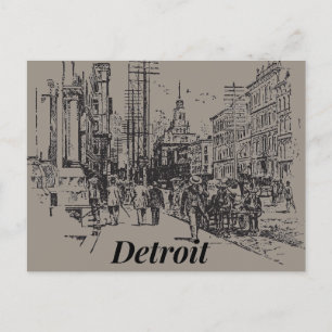 Detroit City Michigan États-Unis, Carte postale à