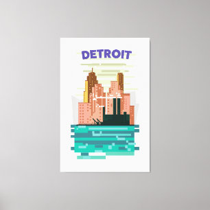 Detroit City skyline travel poster. Canvas Print