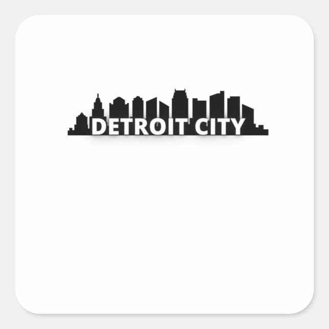 Detroit City Skyscraper Skyline Square Sticker (Front)