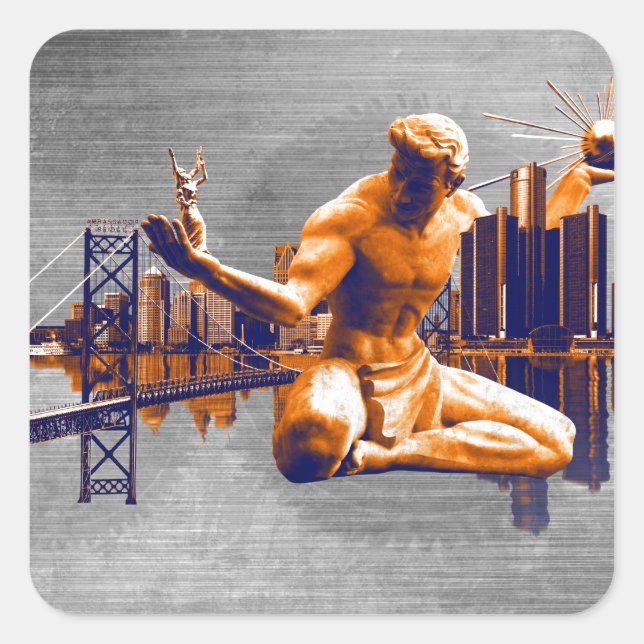 Detroit City Square Sticker (Front)