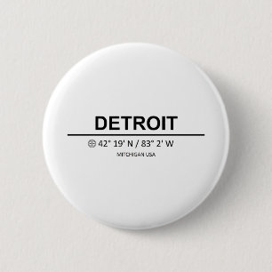 Detroit Coordinaten - Detroit Coordinates 2 Inch Round Button