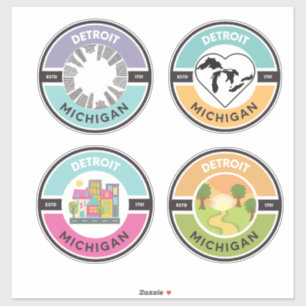 Detroit EST. 1701 Circle Stickers (Set of 4)