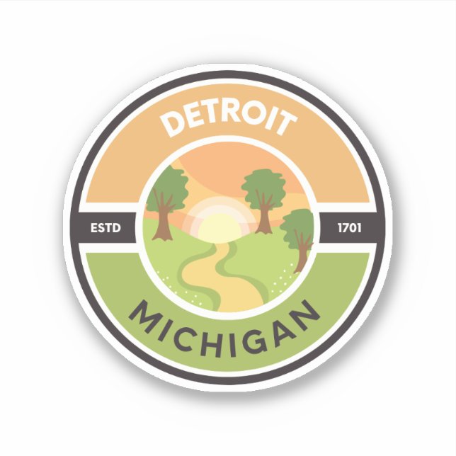 Detroit EST. 1701 Park Circle Sticker (Front)