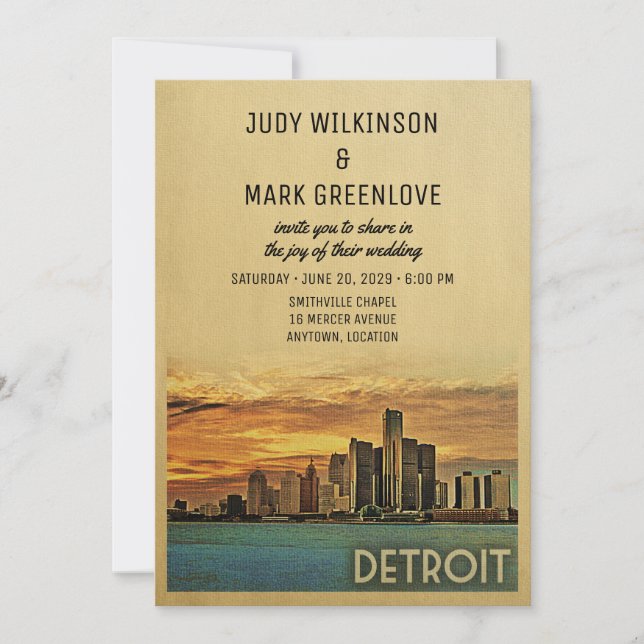Detroit Faire-part de mariage Michigan (Devant)