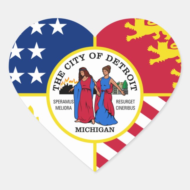 Detroit Flag Heart Sticker (Front)
