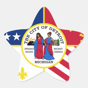 Detroit Flag Star Sticker