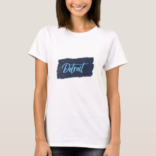 Detroit Handwritten Blue Typography T-Shirt