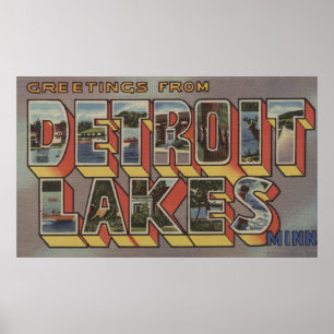Detroit Lakes, Minnesota - Large Letter Scenes Poster