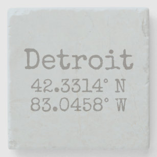 Detroit Latitude Longitude Stone Coaster