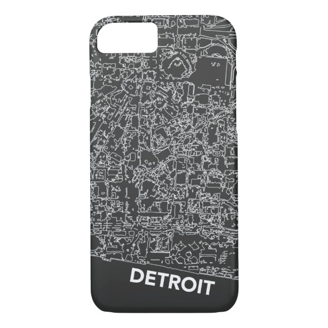 Detroit Line Map Dark Grey Case (Back)
