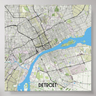 Detroit map poster