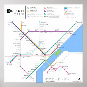Detroit Metro Poster 24" x 24" (Standard, New)
