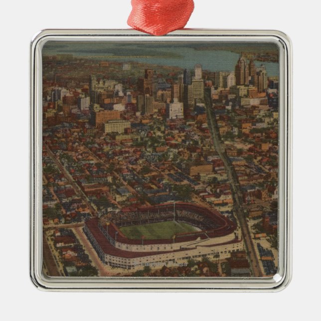 Detroit, MI - Aerial Briggs Baseball Stadium Metal Ornament (Front)