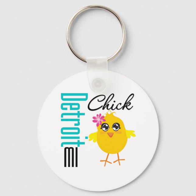 Detroit MI Chick Keychain (Front)